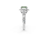 White gold Fancy Green Radiant Cut Diamond Solitaire Ring with Hidden Halo and Pavé Band_41