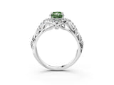 White gold Fancy Green Radiant Cut Diamond Solitaire Ring with Hidden Halo and Pavé Band_42