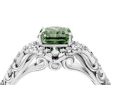 White gold Fancy Green Radiant Cut Diamond Solitaire Ring with Hidden Halo and Pavé Band_43