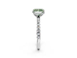 White gold Fancy Green Radiant Cut Diamond Solitaire Ring with Pavé Band and Four-Prong Setting_89