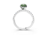 White gold Fancy Green Radiant Cut Diamond Solitaire Ring with Pavé Band and Four-Prong Setting_90