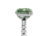 White gold Fancy Green Radiant Cut Diamond Solitaire Ring with Pavé Band and Four-Prong Setting_92