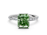 White gold Fancy Green Radiant Cut Diamond Solitaire Ring with Pavé Band and Hidden Halo_32