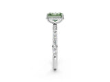 White gold Fancy Green Radiant Cut Diamond Solitaire Ring with Pavé Band and Hidden Halo_34
