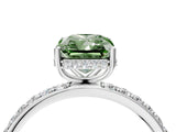 White gold Fancy Green Radiant Cut Diamond Solitaire Ring with Pavé Band and Hidden Halo_36