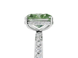 White gold Fancy Green Radiant Cut Diamond Solitaire Ring with Pavé Band and Hidden Halo_37