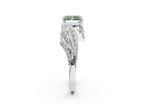 White gold Fancy Green Radiant Cut Diamond Solitaire Ring with Prong Setting and Twisted Pavé Band_14