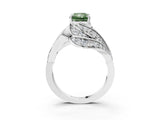 White gold Fancy Green Radiant Cut Diamond Solitaire Ring with Prong Setting and Twisted Pavé Band_15