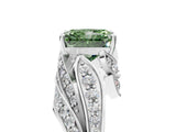 White gold Fancy Green Radiant Cut Diamond Solitaire Ring with Prong Setting and Twisted Pavé Band_17