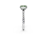 White gold Fancy Green Radiant Cut Diamond Solitaire Ring with Round  Pavé Band and Four-Prong Setting_74