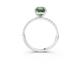 White gold Fancy Green Radiant Cut Diamond Solitaire Ring with Round  Pavé Band and Prong Setting_216