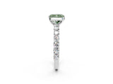 White gold Fancy Green Radiant Cut Diamond Solitaire Ring with Shared Prong Pavé Band and Four-Prong Setting_72