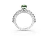 White gold Fancy Green Radiant Cut Diamond Solitaire Ring with Shared Prong Pavé Band and Four-Prong Setting_73