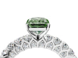 White gold Fancy Green Radiant Cut Diamond Solitaire Ring with Shared Prong Pavé Band and Four-Prong Setting_74