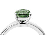 White gold Fancy Green Radiant Cut Diamond Solitaire Ring with Six-Prong Setting and Classic Band_287