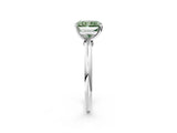 White gold Fancy Green Radiant Cut Diamond Solitaire Ring with Six-Prong Setting and Classic Band_293