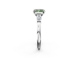 White gold Fancy Green Radiant  Cut Diamond Solitaire Ring with Tapered Baguette Accents and Four-Prong Setting_60