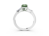 White gold Fancy Green Radiant  Cut Diamond Solitaire Ring with Tapered Baguette Accents and Four-Prong Setting_62