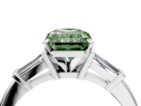 White gold Fancy Green Radiant  Cut Diamond Solitaire Ring with Tapered Baguette Accents and Four-Prong Setting_63
