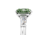 White gold Fancy Green Radiant  Cut Diamond Solitaire Ring with Tapered Baguette Accents and Four-Prong Setting_64