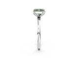 White gold Fancy Green Radiant Cut Diamond Solitaire Ring with Thin Band and Prong Setting_15