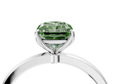 White gold Fancy Green Radiant Cut Diamond Solitaire Ring with Thin Band and Prong Setting_17