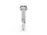 White gold Fancy Green Radiant Cut Diamond Solitaire Ring with Three-Row Pavé Band and Four-Prong Setting_51