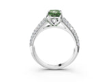 White gold Fancy Green Radiant Cut Diamond Solitaire Ring with Three-Row Pavé Band and Four-Prong Setting_52