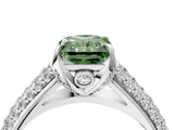 White gold Fancy Green Radiant Cut Diamond Solitaire Ring with Three-Row Pavé Band and Four-Prong Setting_53