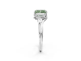 White gold Fancy Green Radiant Cut Diamond Solitaire Ring with Twist Band and Four-Prong Setting_186