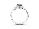 White gold Fancy Green Radiant Cut Diamond Solitaire Ring with Twist Band and Four-Prong Setting_188