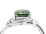 White gold Fancy Green Radiant Cut Diamond Solitaire Ring with Twist Band and Four-Prong Setting_189