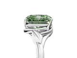 White gold Fancy Green Radiant Cut Diamond Solitaire Ring with Twist Band and Four-Prong Setting_190