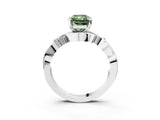 White gold Fancy Green Radiant Cut Diamond Solitaire Ring with Twisted Band and Prong Setting_239