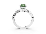 White gold Fancy Green Radiant Cut Diamond Solitaire Ring with Twisted Band and Prong Setting_262