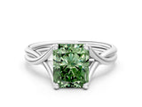 White gold Fancy Green Radiant Cut Diamond Solitaire Twist Band Prong Setting Ring_66