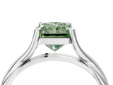 White gold Fancy Green Radiant Cut Diamond Solitaire Twist Band Prong Setting Ring_71