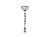 White gold Fancy Green Radiant  Cut Diamond Solitaire with Pave Band and Four-Prong Setting 3