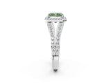 White gold Fancy Green Radiant Cut Diamond Split Shank Halo Ring with Four-Prong Setting_84
