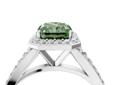 White gold Fancy Green Radiant Cut Diamond Split Shank Halo Ring with Four-Prong Setting_86