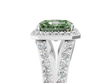 White gold Fancy Green Radiant Cut Diamond Split Shank Halo Ring with Four-Prong Setting_87