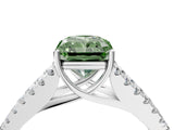 White gold Fancy Green Radiant Cut Diamond Split Shank Pavé Engagement Ring with Four-Prong Setting_73