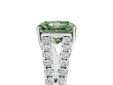White gold Fancy Green Radiant Cut Diamond Split Shank Pavé Engagement Ring with Four-Prong Setting_74