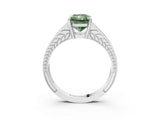 White gold Fancy Green Radiant Cut Diamond Split Shank Ring with Pavé Band and Four-Prong Setting_61