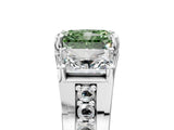 White gold Fancy Green Radiant Cut Diamond Three-Stone Ring with Channel Set Band and Four-Prong Setting_135