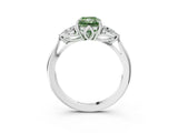 White gold Fancy Green Radiant Cut Diamond Three-Stone Ring with Pear  Side Stones and Prong Setting_123