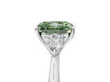 White gold Fancy Green Radiant Cut Diamond Three-Stone Ring with Pear  Side Stones and Prong Setting_125