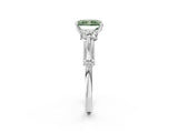 White gold Fancy Green Radiant Cut Diamond Three-Stone Ring with Prong Setting and Pavé Band_2
