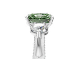 White gold Fancy Green Radiant Cut Diamond Three-Stone Ring with Prong Setting and Pavé Band_5