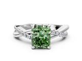 White gold Fancy Green Radiant  Cut Diamond Twist Band Solitaire with Prong Setting_55